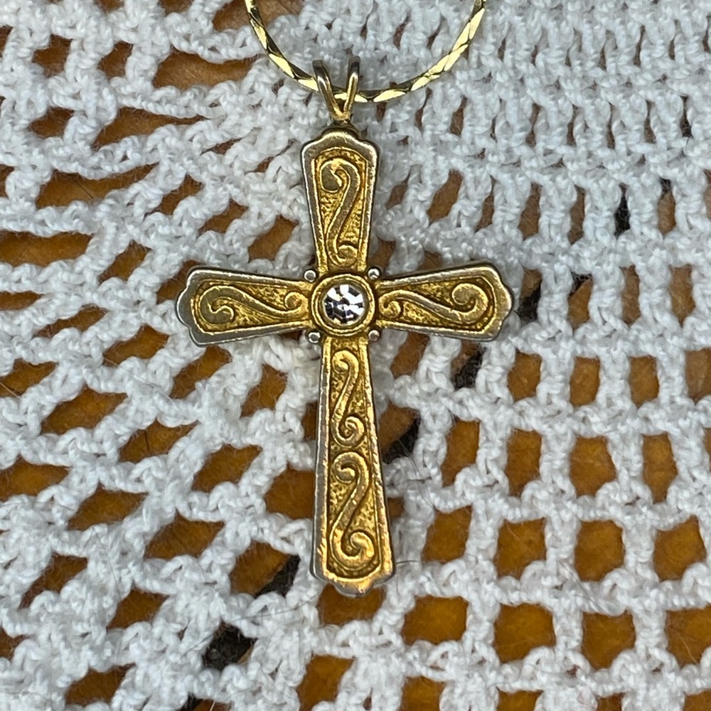 Ornate Gold style Cross Necklace with Intricate Designs